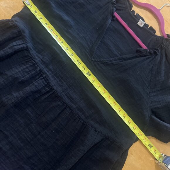 Old Navy Sz Xl Black Pockets Flutter Sleeve Crinkle Gauze Mini Swing Dress - Picture 8 of 12